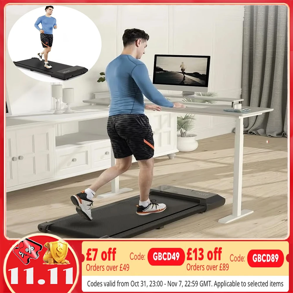 2-in-1-Laufband mit Gehpad, tragbar, für Zuhause und Büro unter dem Schreibtisch, 15,35 x 31,5 Zoll, Gürtellaufband mit max. 250 lbs, leises 45 dB-Laufband