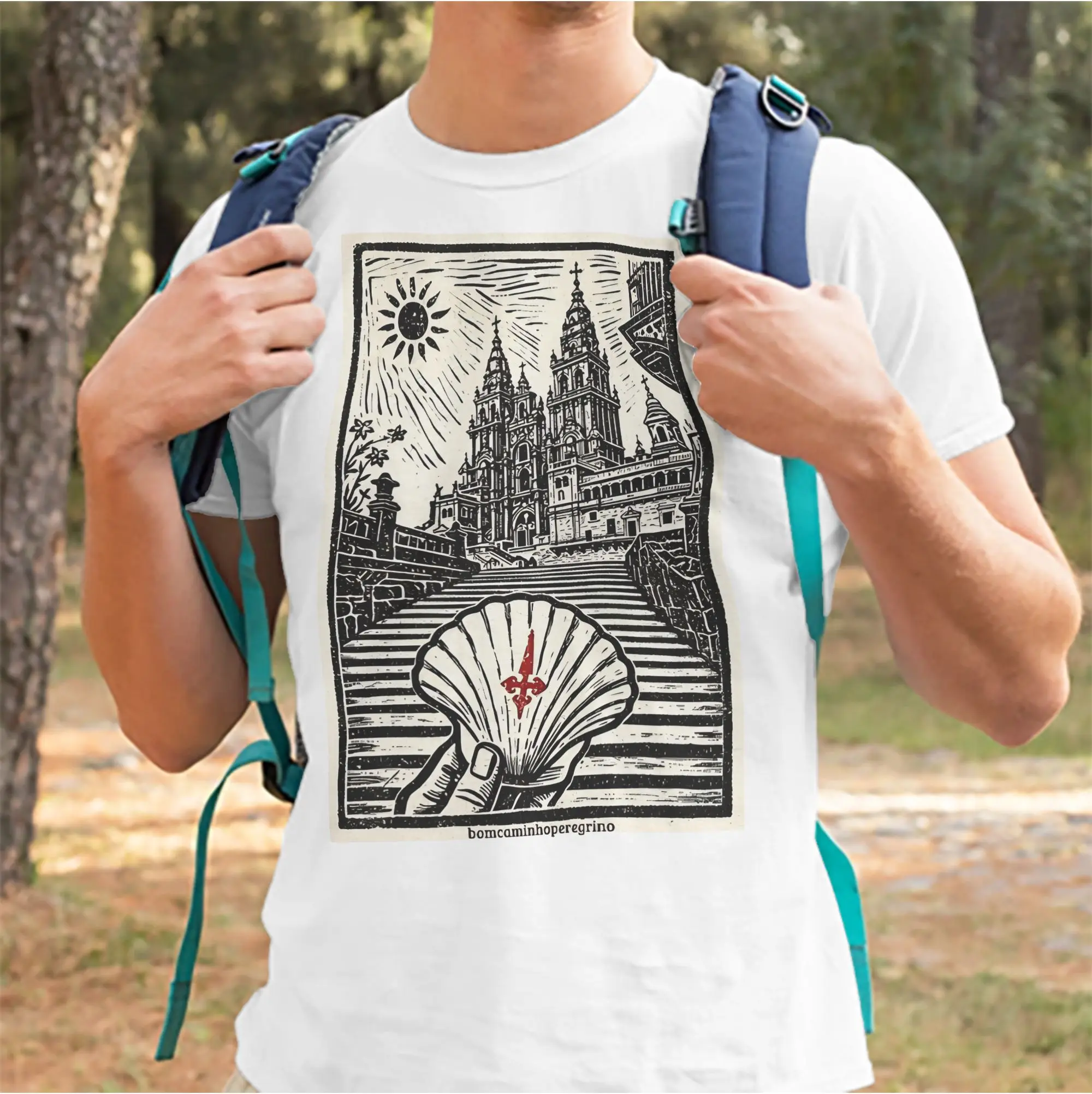 Camino de Santiago Cathedral T-Shirt for Men Women  Fun Cotton Tees O Neck Short Sleeve T Shirts 4XL 5XL 6XL Tops
