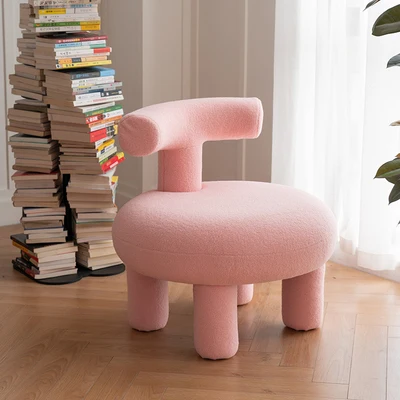 Lamb Fluffy Sofa Chair Backrest Living Room Light Luxury Small Low Stool Soft Seat Creative Lovely Children's Sofa Stool