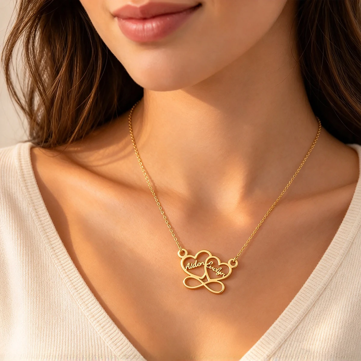 Infinity Heart Shape Custom Two Names Necklaces for Women Personalized Stainless Steel Necklace Romantic Jewelry 2026 Trendy New
