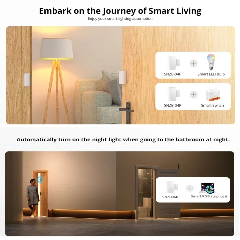 SONOFF SNZB-04P زيجبي المنزل الذكي نافذة الباب الاستشعار جهاز استشعار إنذار EWelink Smartthings أليكسا جوجل مساعد المنزل أليس IFTTT