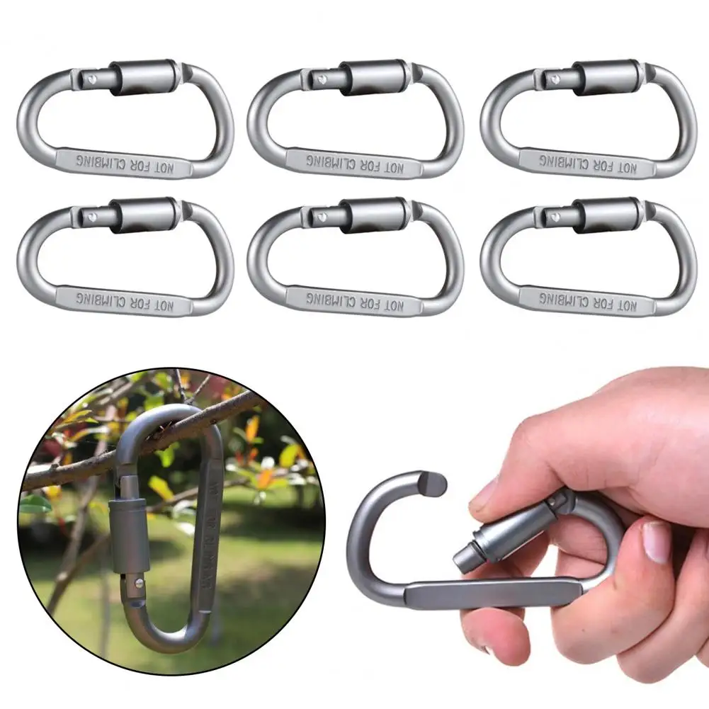 Screw Locking Carabiners Mini Carabiner Clips Set 6pcs Locking D Ring Key Clip Spring Hooks Quick Release Corrosion for Outdoor