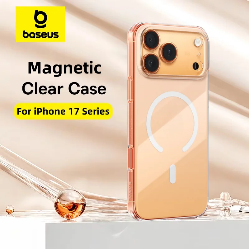 

Baseus Magnetic Case for iPhone 17 Pro Max Slim Thin Wireless Charging Magnetic for Magsafe Case Clear Cover Anti-Yellowing
