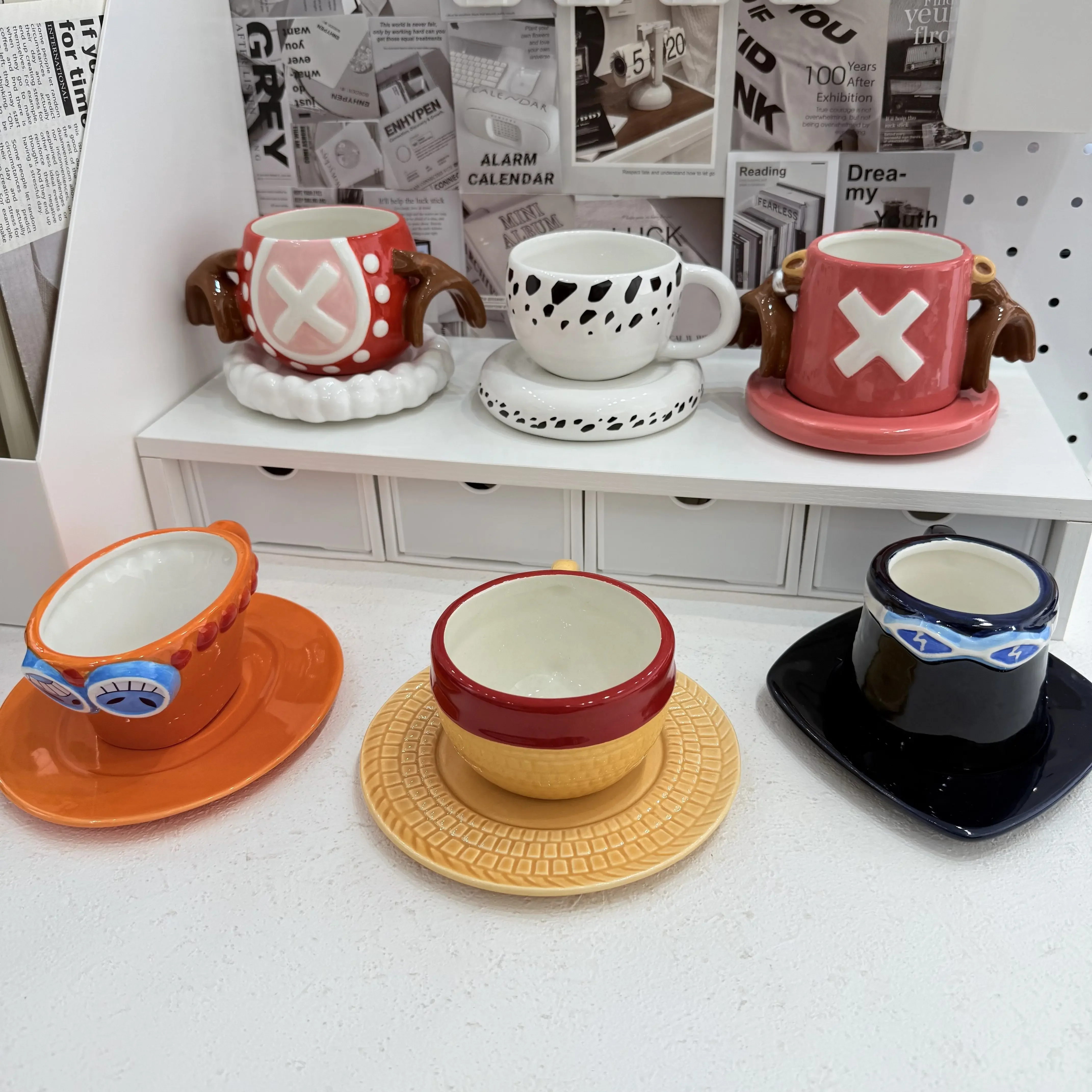 Mug Water Cup Luffy Ace Tony Tony Chopper Hat Shaped Coffee Cup Three Brothers Hat Cups Christmas Gift Toys for Gifts