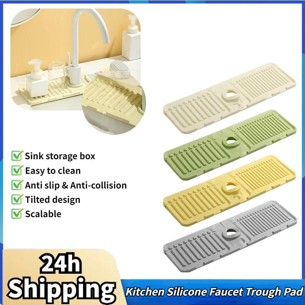 Kitchen Silicone Sink Faucet Mat Splash Guard for Sink Faucet Absorbent Sink Protectors Pad Kitchen Sink Gadgets Table Protector