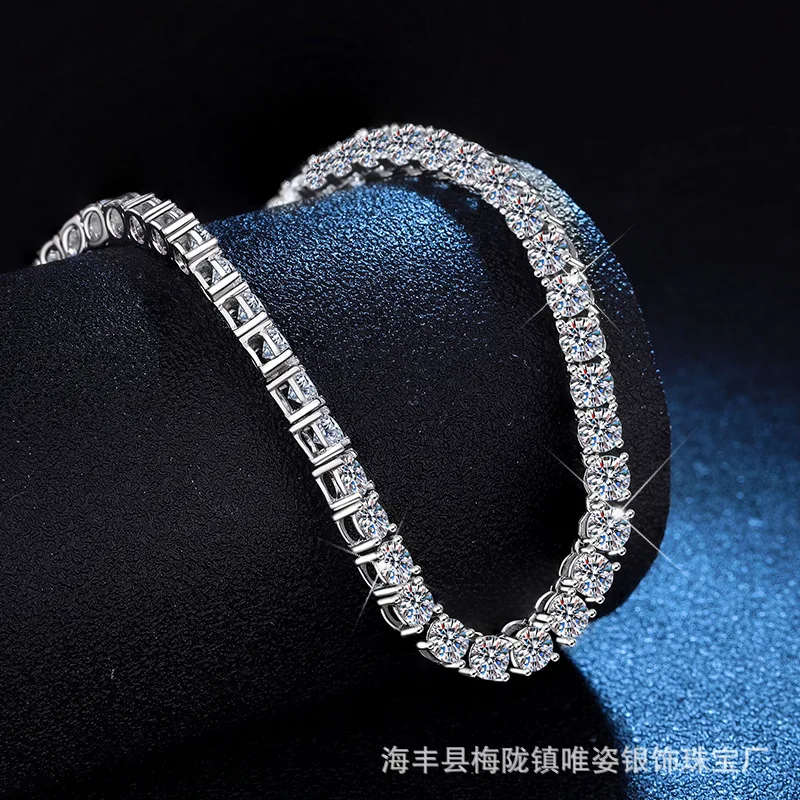 Bulk Hip-Hop Moissanite Tennis Necklace, PT950 Platinum, High-End Aesthetic for Men and Women, Luxury Jewelry