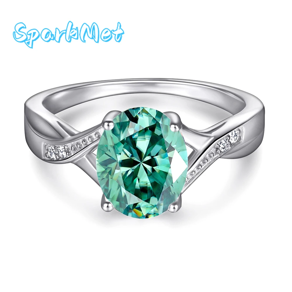 

SparkMet 100% натуральная 2ct 7x9 мм овальные кольца с муассанитом и сертификатом лабораторное кольцо с бриллиантом женские ювелирные изделия S925 серебро