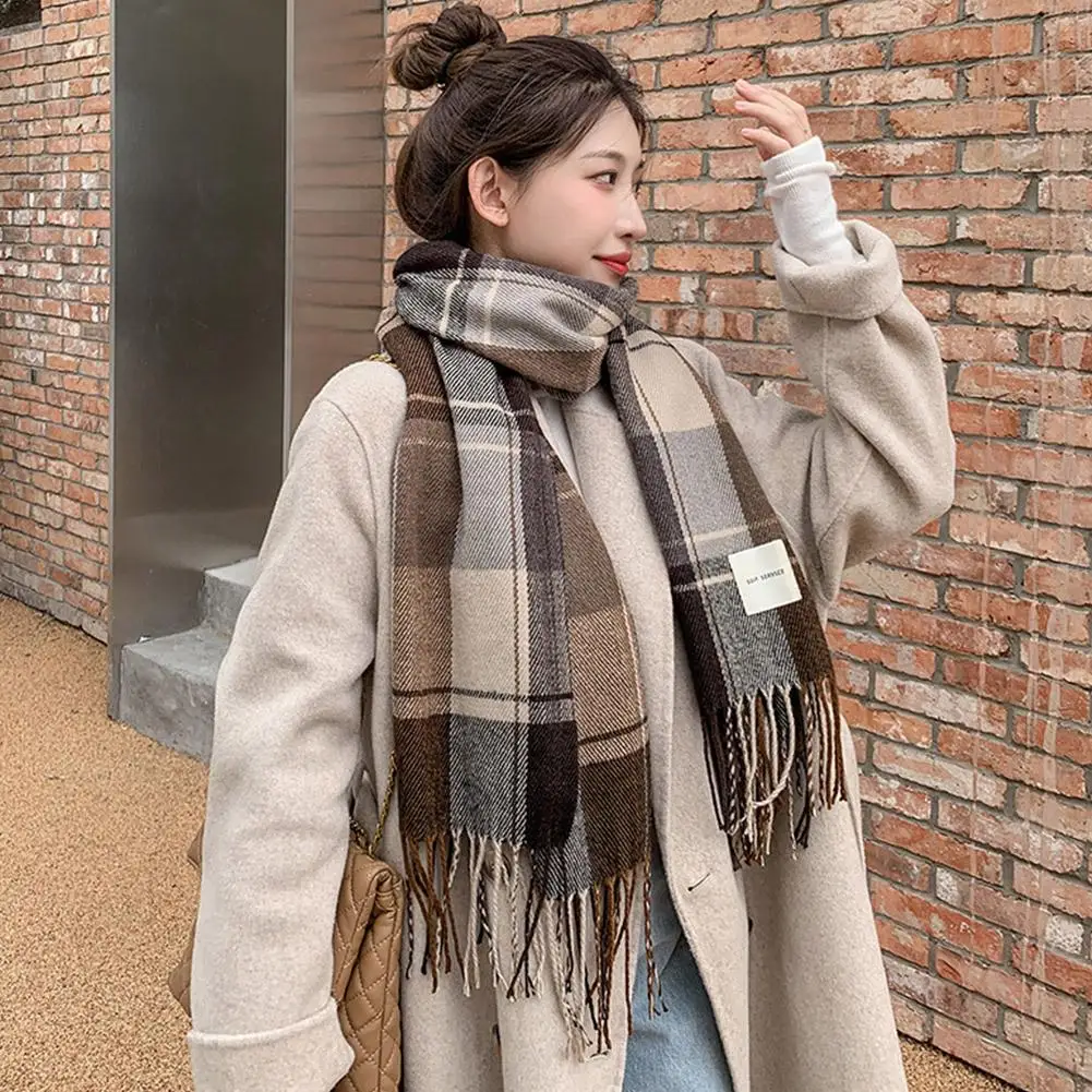 Fashion Korean Sle Plaid Scarf Winter Warm Atmosphere Thick Student Couple Scarf Winter Outdoor Shawl For Women Girls