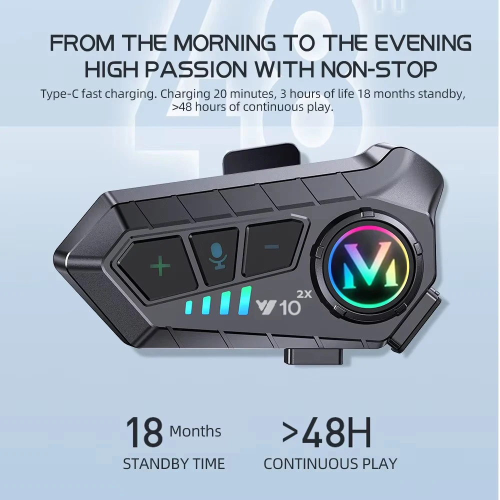 1/2x Music Interphone Motorcycle Helmet Intercom Headset BT5.3 Waterproof 300m Intercomunicador Speaker Interphone Earphone