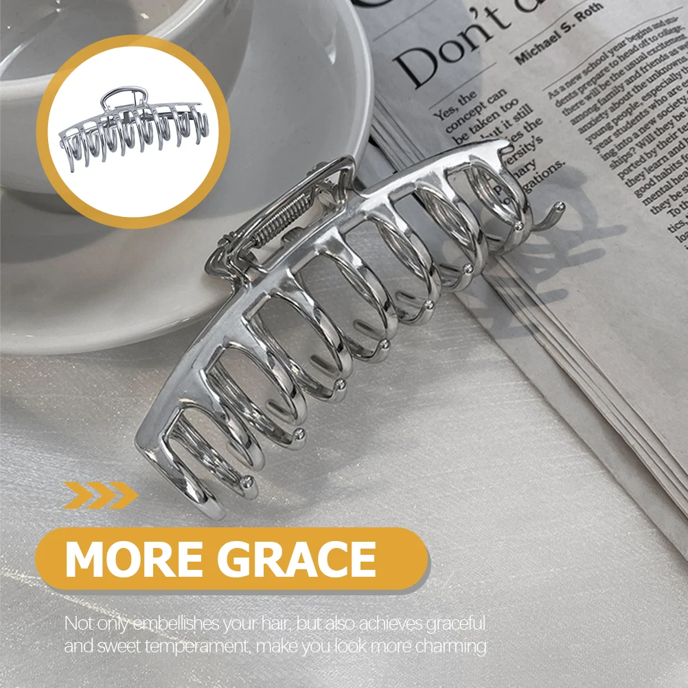 

Hair Claw Clip Metal Bun Holder Big Alloy Jaw Clip Non-Slip for Women Travel Bath Face Wash Elegant Stylish