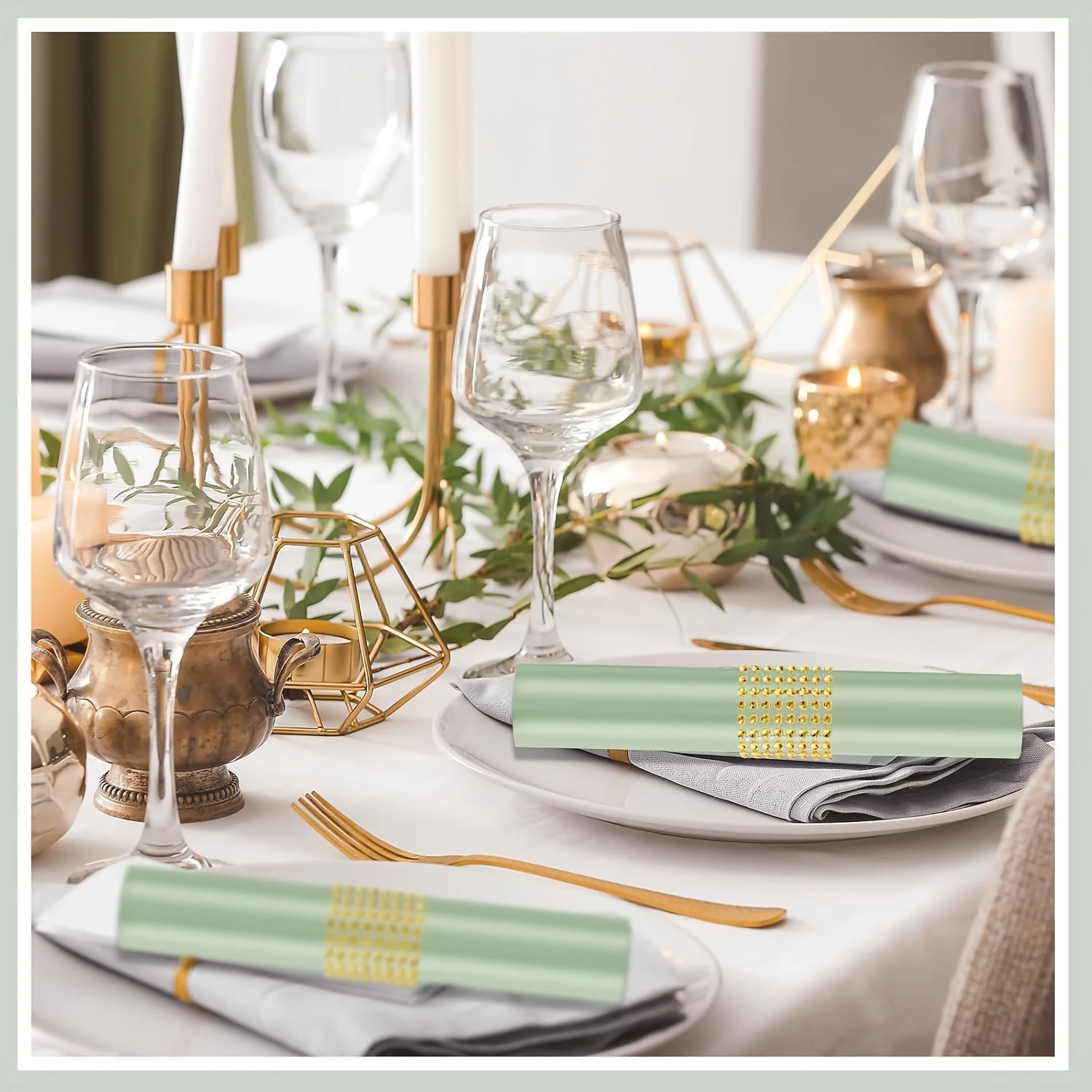 VIKAMA Sage Green Satin Cloth Napkins 48pcs Soft Washable Shiny Square Dinner Napkins for Wedding Party Table Decor
