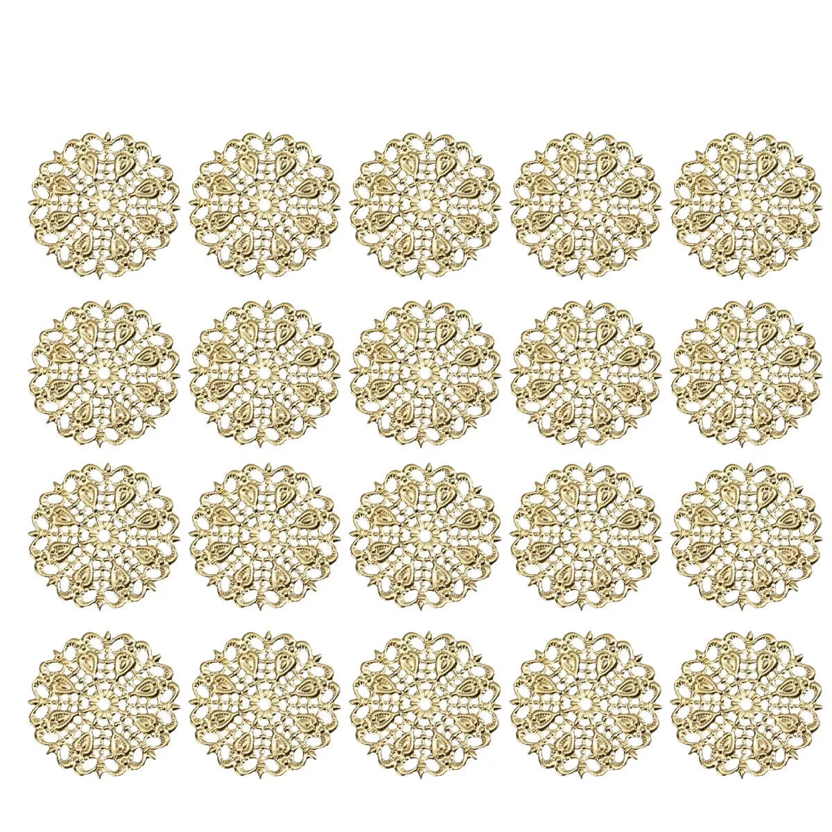 30Pcs Flower Accessories For Earring Maker Premium Plated Iron Spacer Charms Hollow Pendant Jewelry Making