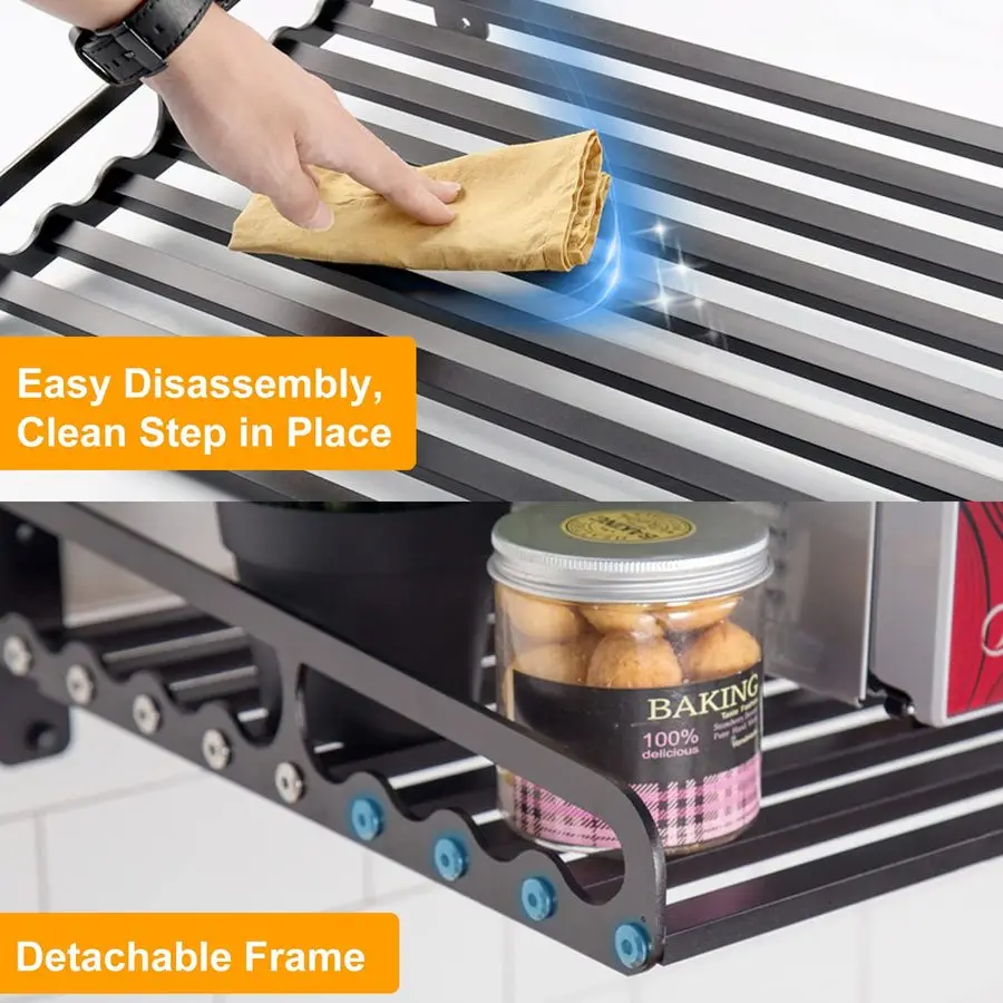 Półka do piekarnika, 23,58x15,52 cm, półka ścienna, uchwyt do piekarnika, udźwig 36 kg, półka do mikrofalówki do użytku domowego i komercyjnego, do akademika.