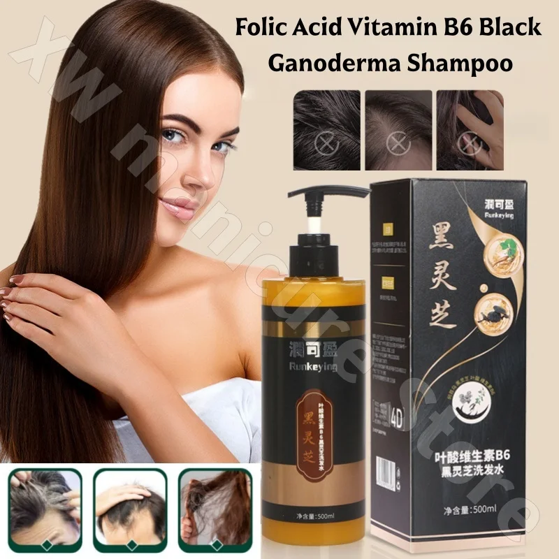 

Black Ganoderma Shampoo Polygonum Multiflorum Herbal Shampoo Herbal Hair Nourishing Strong Hair Oil Control Fluffy 500ml