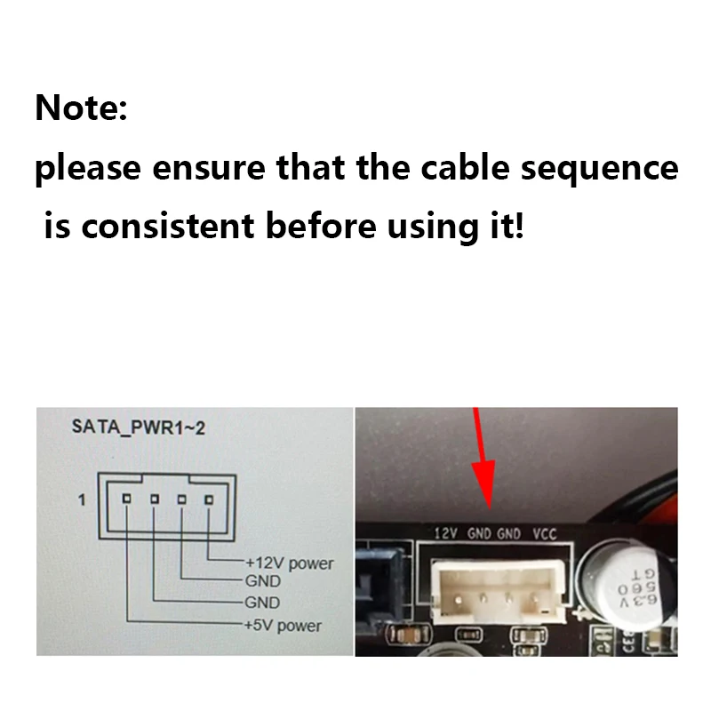 PH2.0mm 4 pines a SATA tipo pequeño a 15 pines SATA HDD SSD SATA Cable de alimentación 20AWG para cable Industrial 12V GND GND 5V PW