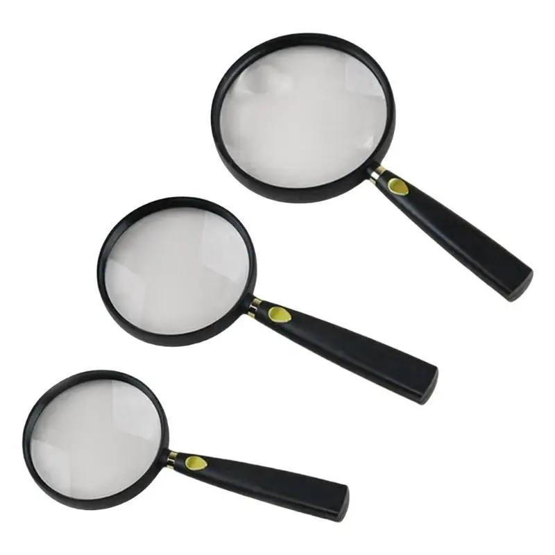 

652F Glass 5/6/13X Lens Handheld Magnifier Glass for Jewelry Stamp Inspection Reading