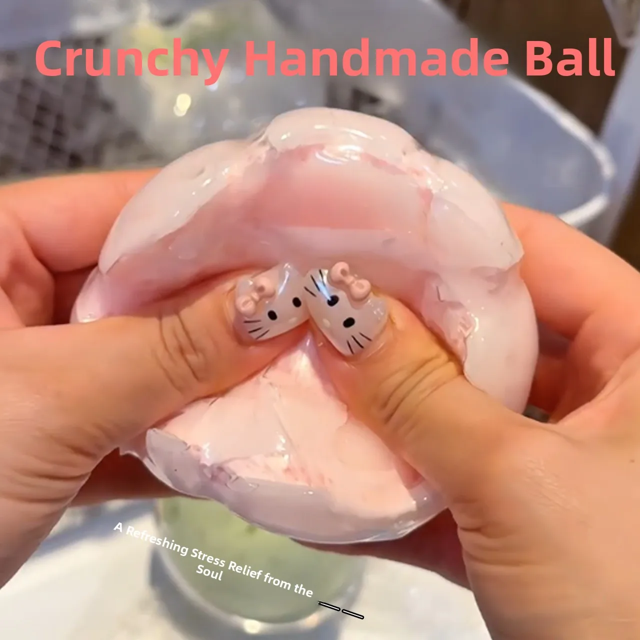 كرة يدوية الصنع لتخفيف التوتر ذات قشرة مقرمشة وقيمة جمالية عالية، لعبة للفتيات تصدر صوتًا، لعبة لتخفيف التوتر على شكل كعكة ال...