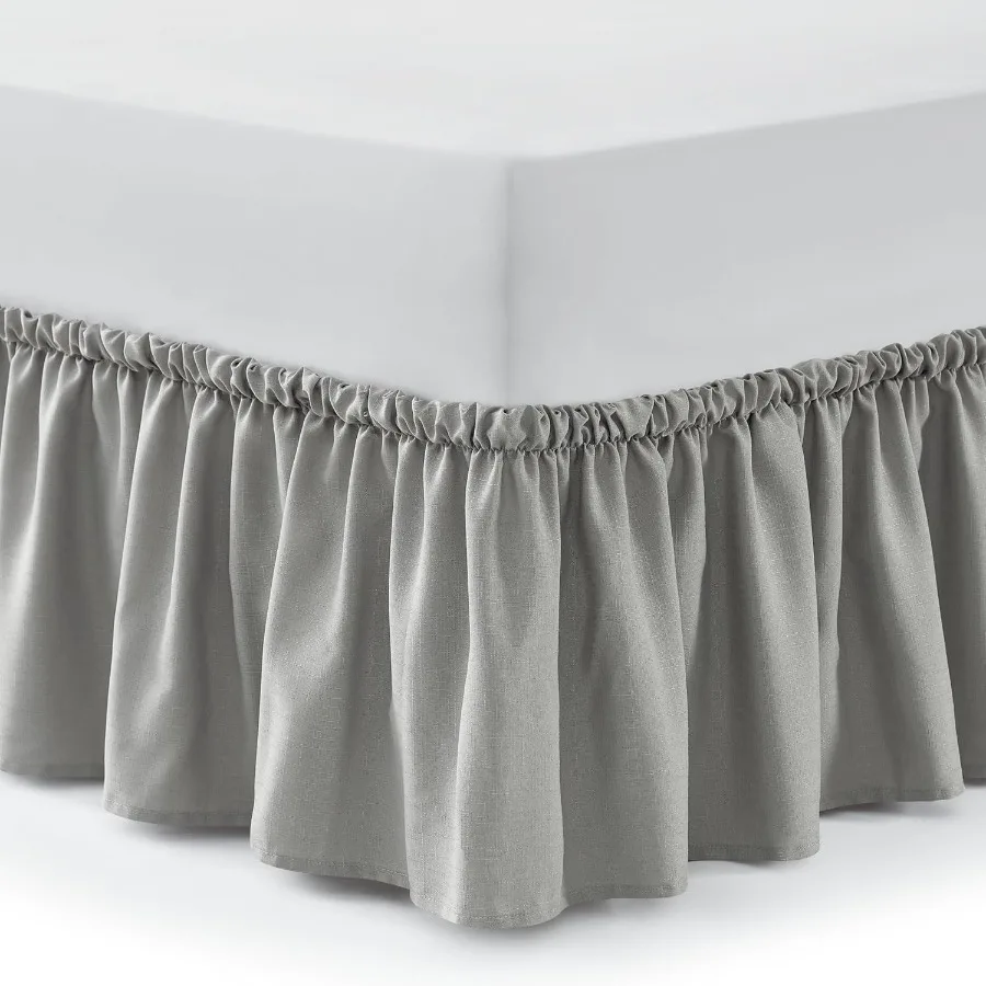 

Юбка для кровати Queen Юбка для кровати с запахом и рюшами Коробка с пружинным чехлом Легко устанавливается Моющаяся 15 эластичная пыль с рюшами для спальни De