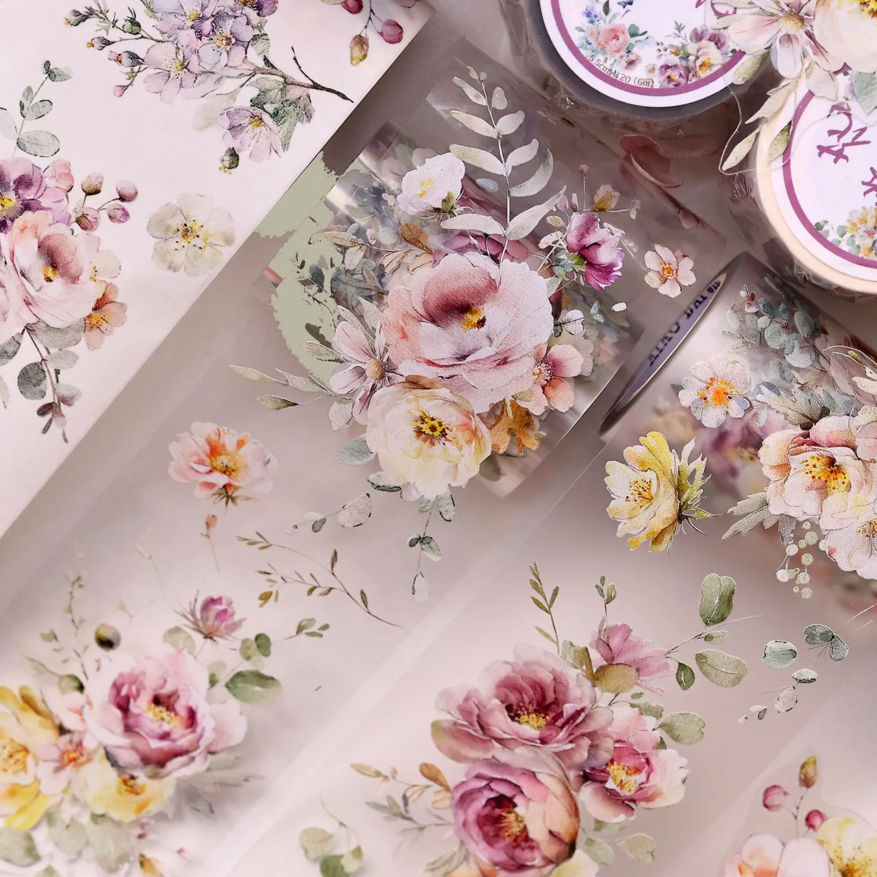 55mm*6m Vintage Flower Bloom Landscape PET Tape Creative DIY Journal Material Collage Scrapbooking Stationery