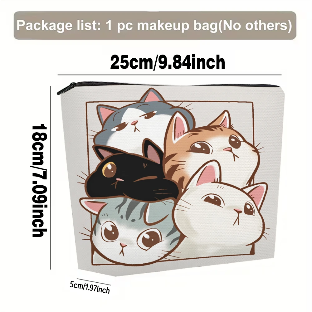 Cute Cats Pattern Print Design Makeup Bags for Girls Cosmetic Pouch Toiletry Bag Pencil Case Travel Storage