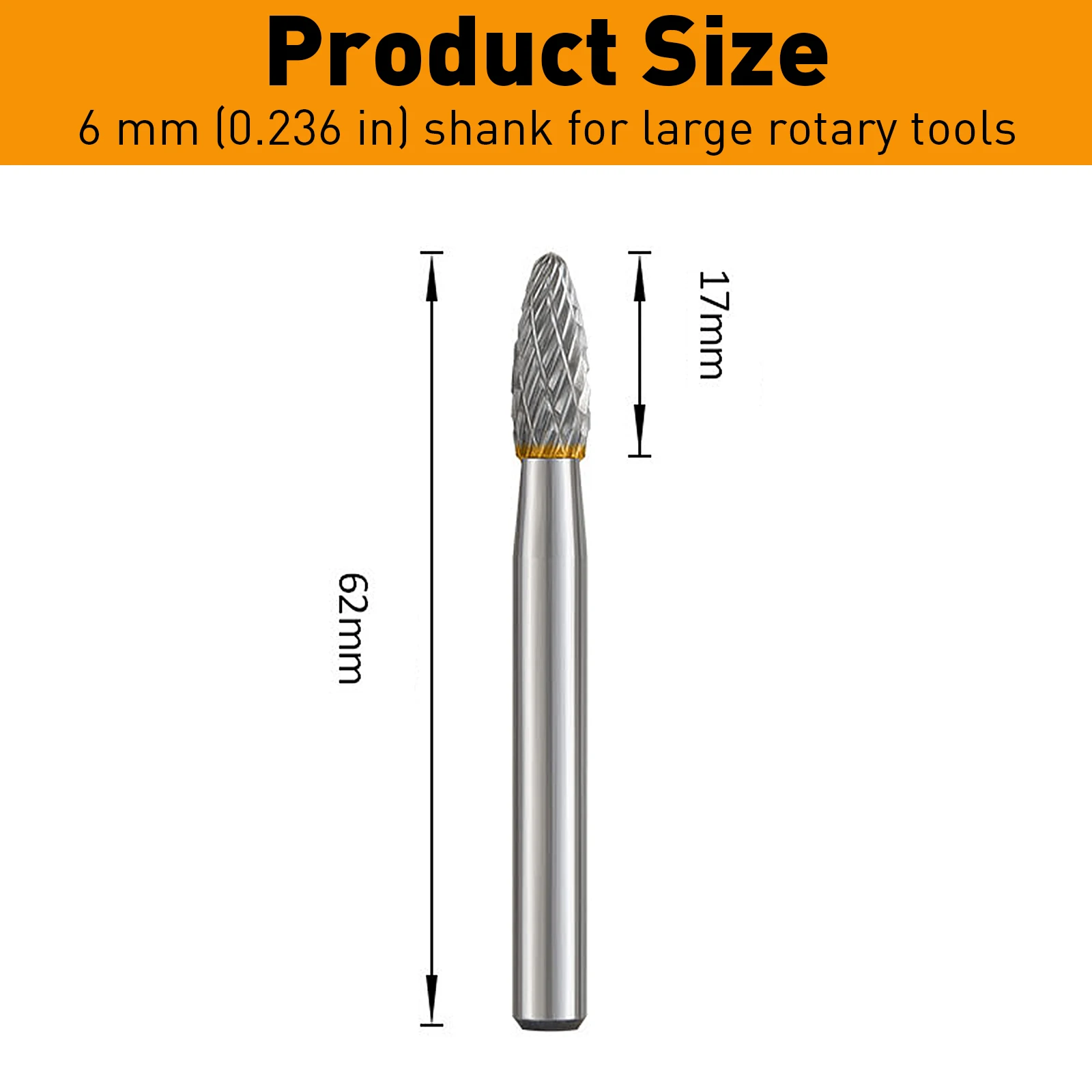 6mm Schaft Doppelschnitt-Hartmetallfräser, superharte Schnitzfeile für Metall, Holz, Stein, Fräsen, Polieren, Rotationswerkzeug