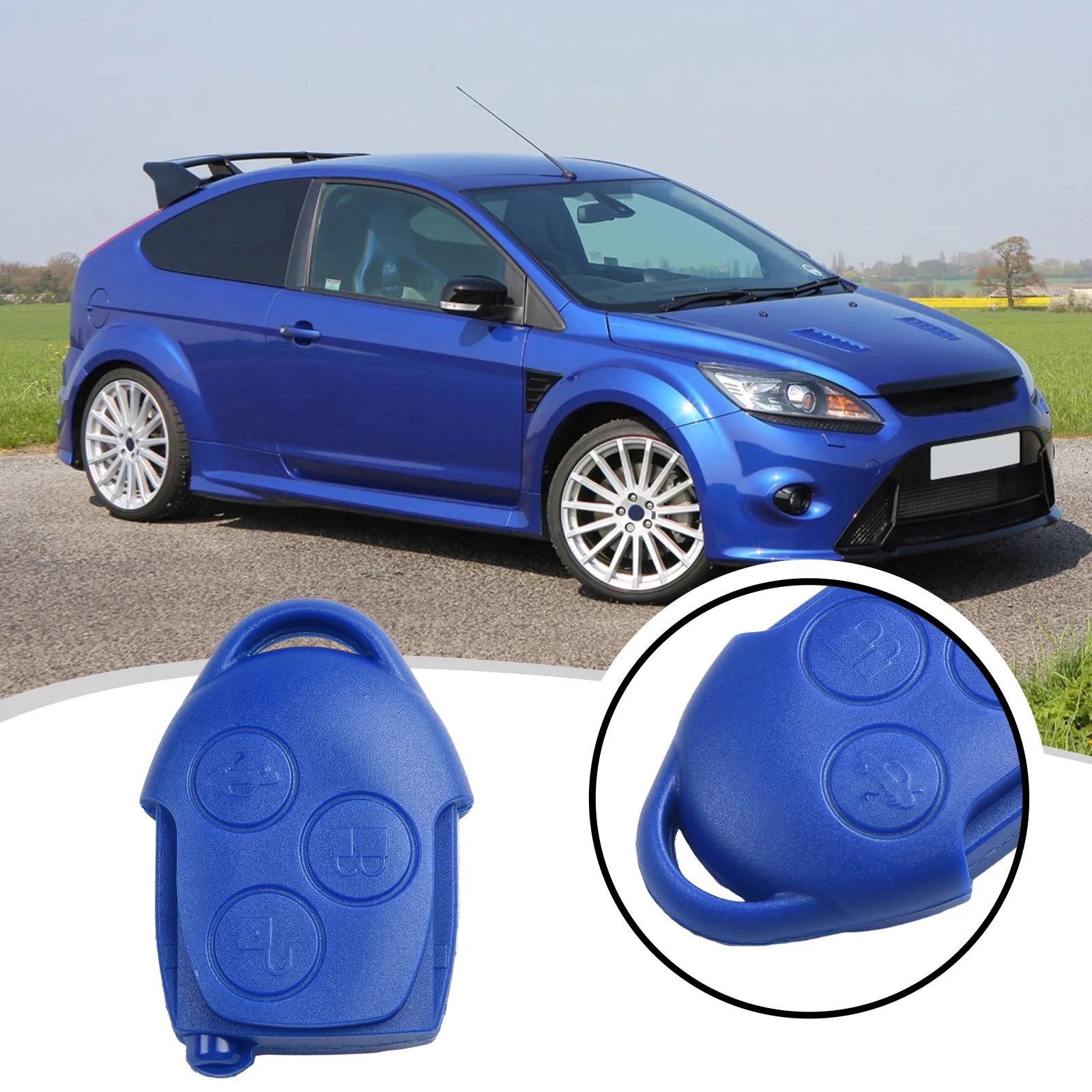 Car Remote Key Fob Case 3 Button Cover Fit For Ford -Transit Connect MK7 Blue Car Remote Key Shell Silicone Cover