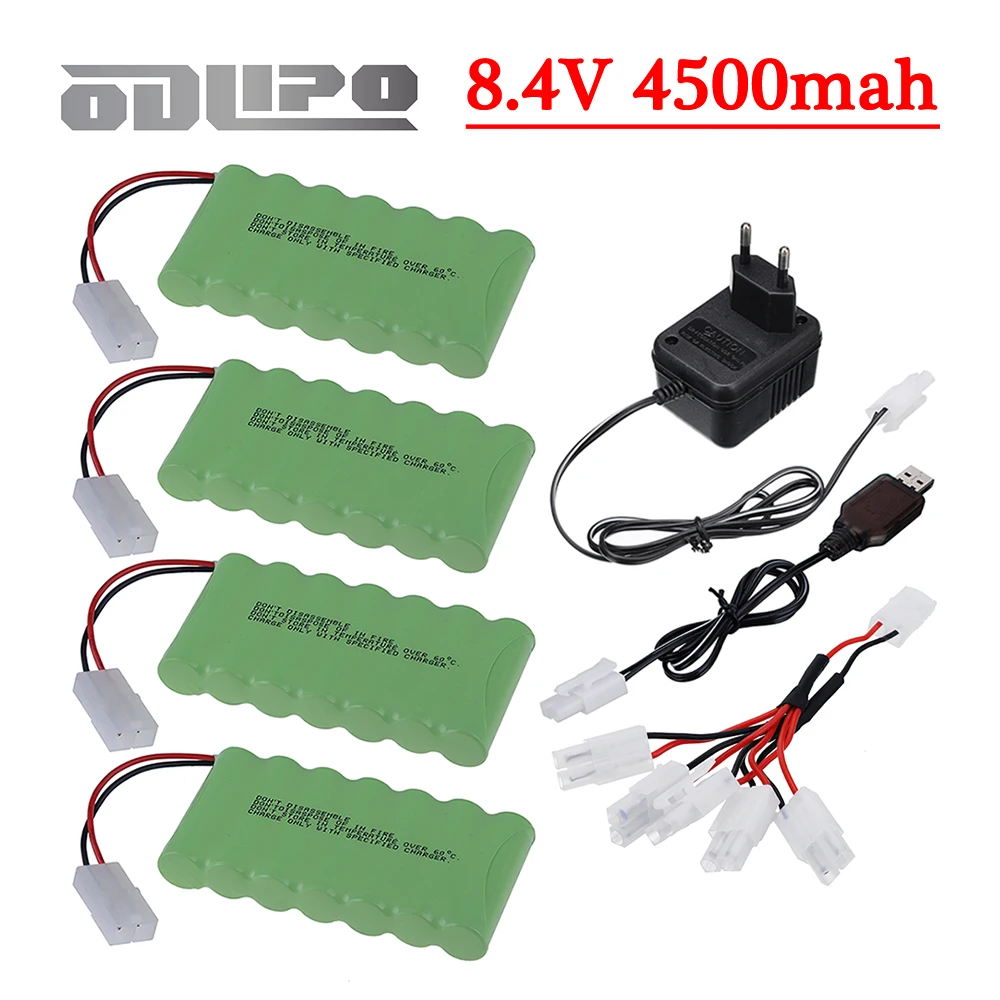 8.4V 4500mah Ni-MH Battery with Charger For Rc toy Car Tank Robot Gun Boat AA 8.4v 3000mah Rechargeable Battery Pack tamiya plug