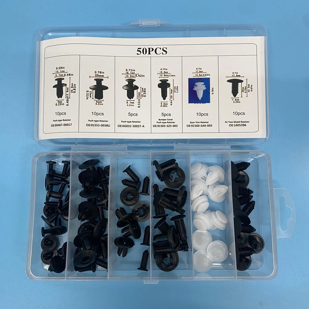 100/50 Stück Auto-Befestigungsclips-Set, Mehrzweck-Autoklammern für Kotflügel, Stoßstange, Türverkleidung – Detail 4