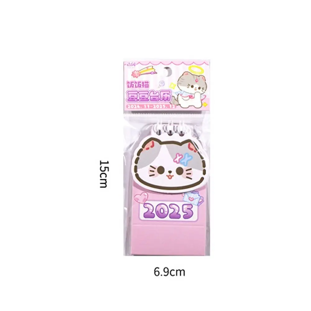 Cute 2025 Mini Desk Calendar Coil Planner Cartoon Cat Desktop Calendar Daily Organization To Do List 2025 Coil Calendar School