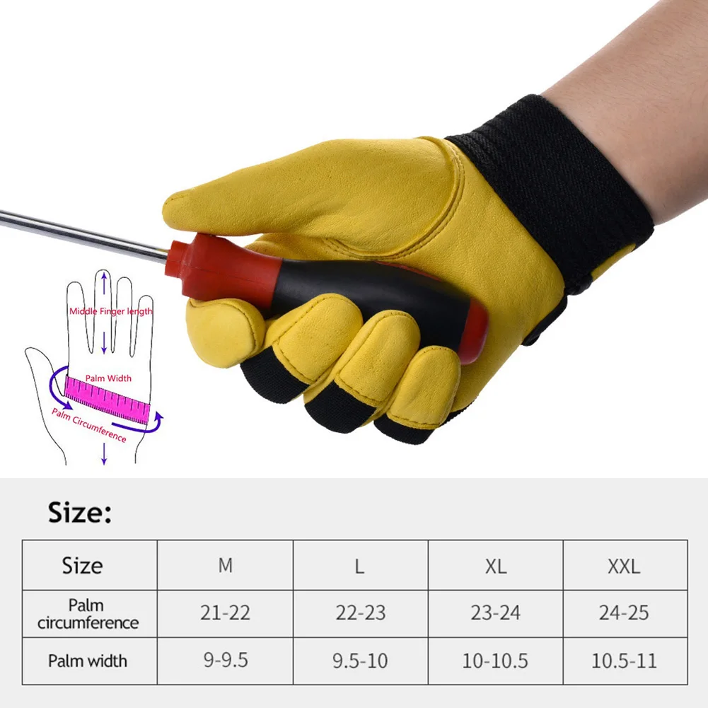 Cowhide Leather Work Gloves Safety Labour Protection Garden Sports Motorcycle Driver Workers Work Welding Wear-resistant Gloves