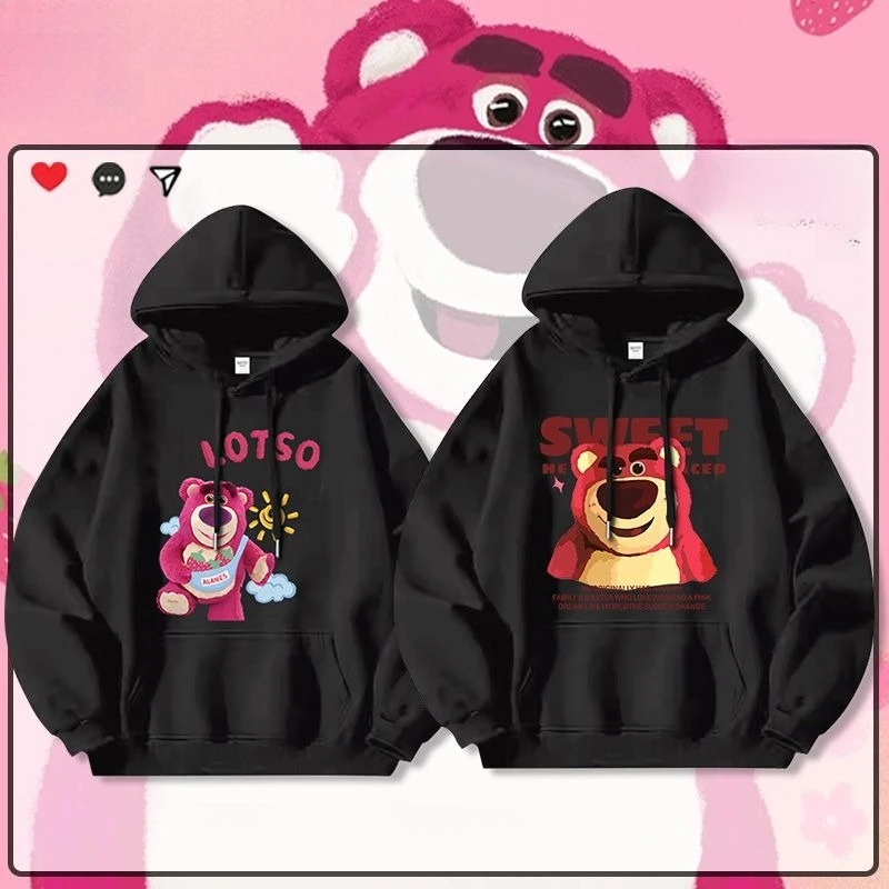 

Disney Authorized High Quality Strawberry Bear Co-Branded Print Fall New Unisex Kids' Warm Loose Plus Size Sport Hoodie Jacket