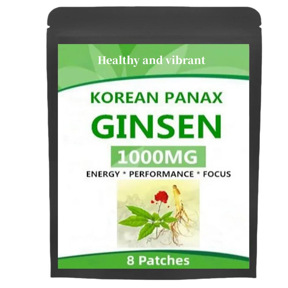 Natural Red Panax Ginseng 8 Energy Patches w/High Ginsenosides for Energy, Performance & Focus Pills for Men & Women