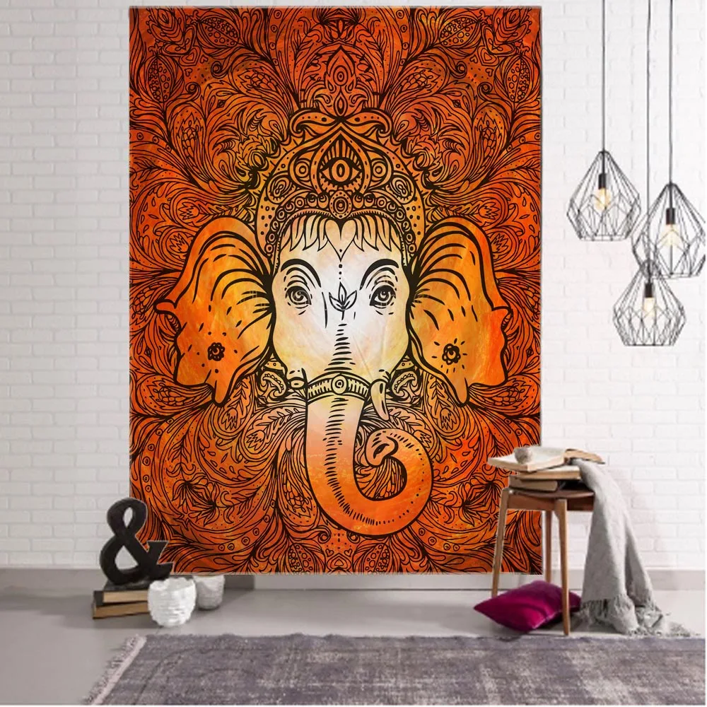 

Elephant art decorative tapestry, mandala, bohemian, psychedelic scene, room wall hanging, meditation, hippie wall decoration