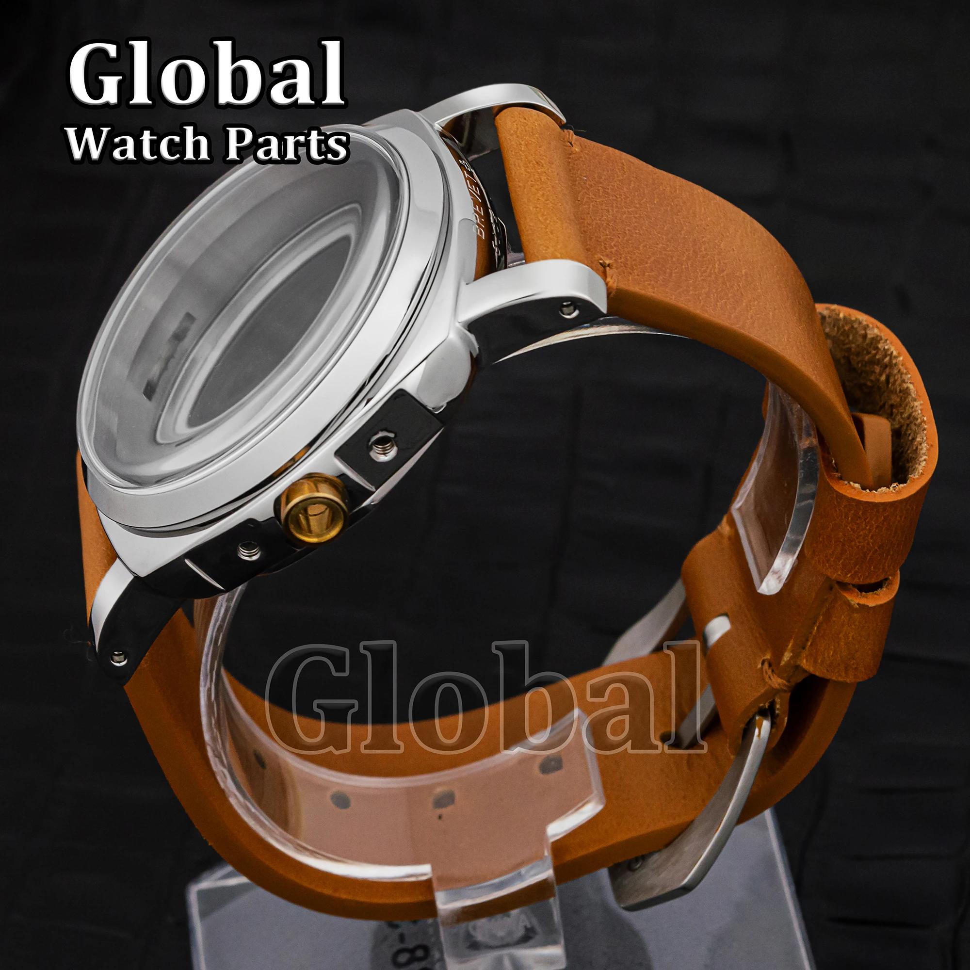 PAM Stainless Steel Case for PAM 6152 Glass Bottom Genuine Leather Strap 100M Waterproof Fit ETA 6497/6498/ST3600 Movement