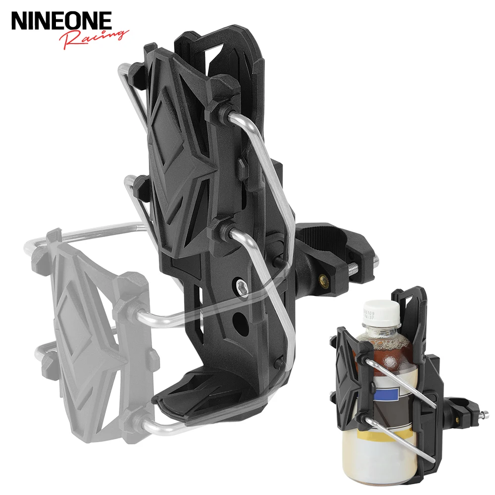 

Motorcycle Bicycle Water Bottle Holder Adaptive 360 Degree Rotating Adjustable Handlebar Crash Bar Mount Cup Cage Nylon Black