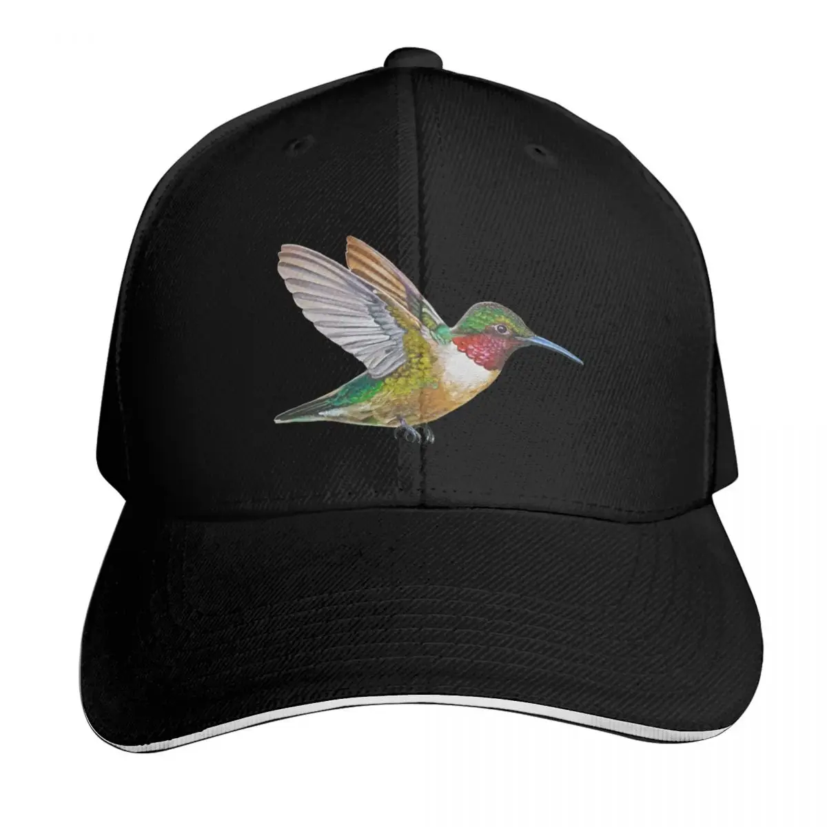 Ruby Throated Hummingbird Painting (no background) Baseball Cap Men Women Casual Summer Sport Sun Cap