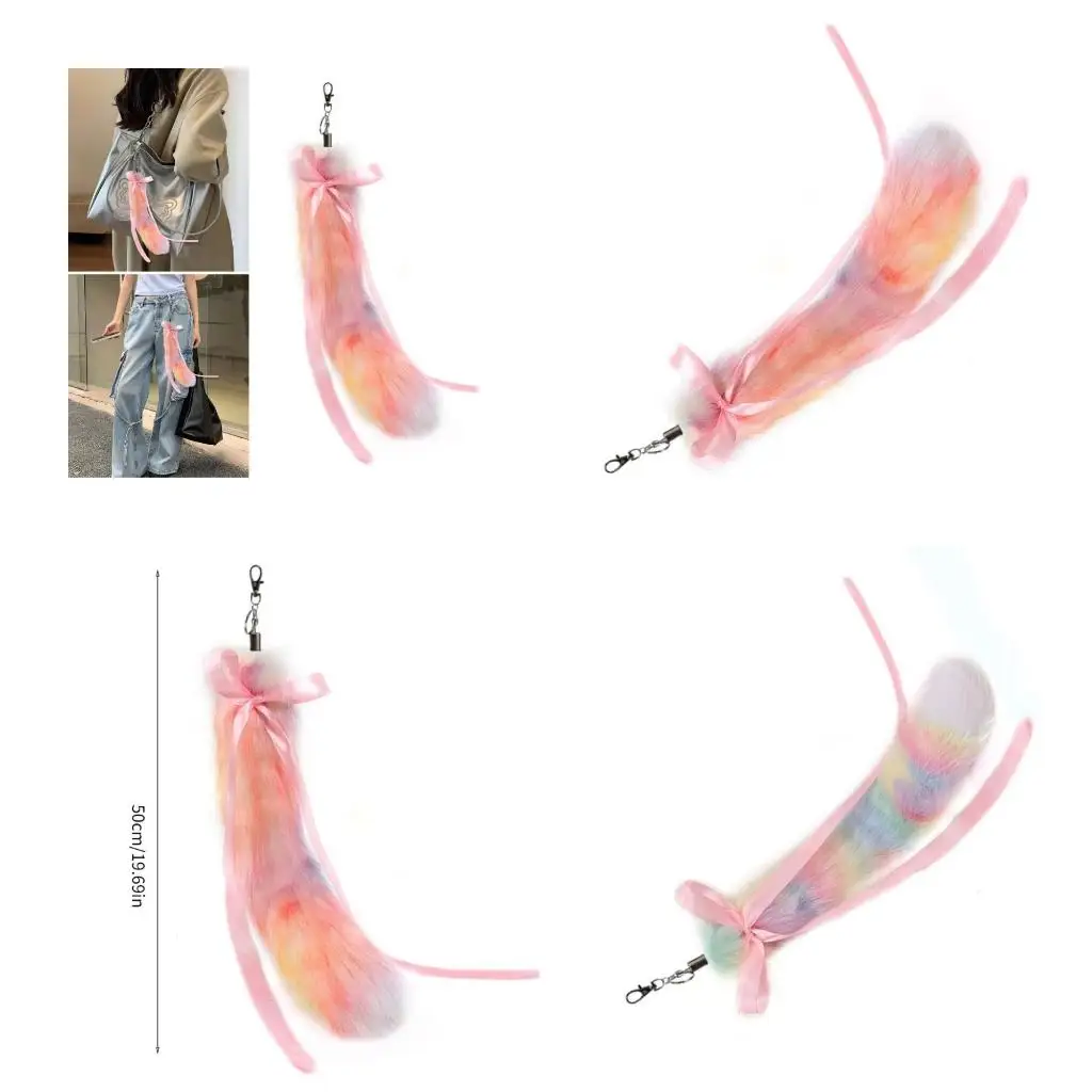 

Plush Foxes Tail Keychain Cosplay Toy Handbag Accessory Car Keyring for Women