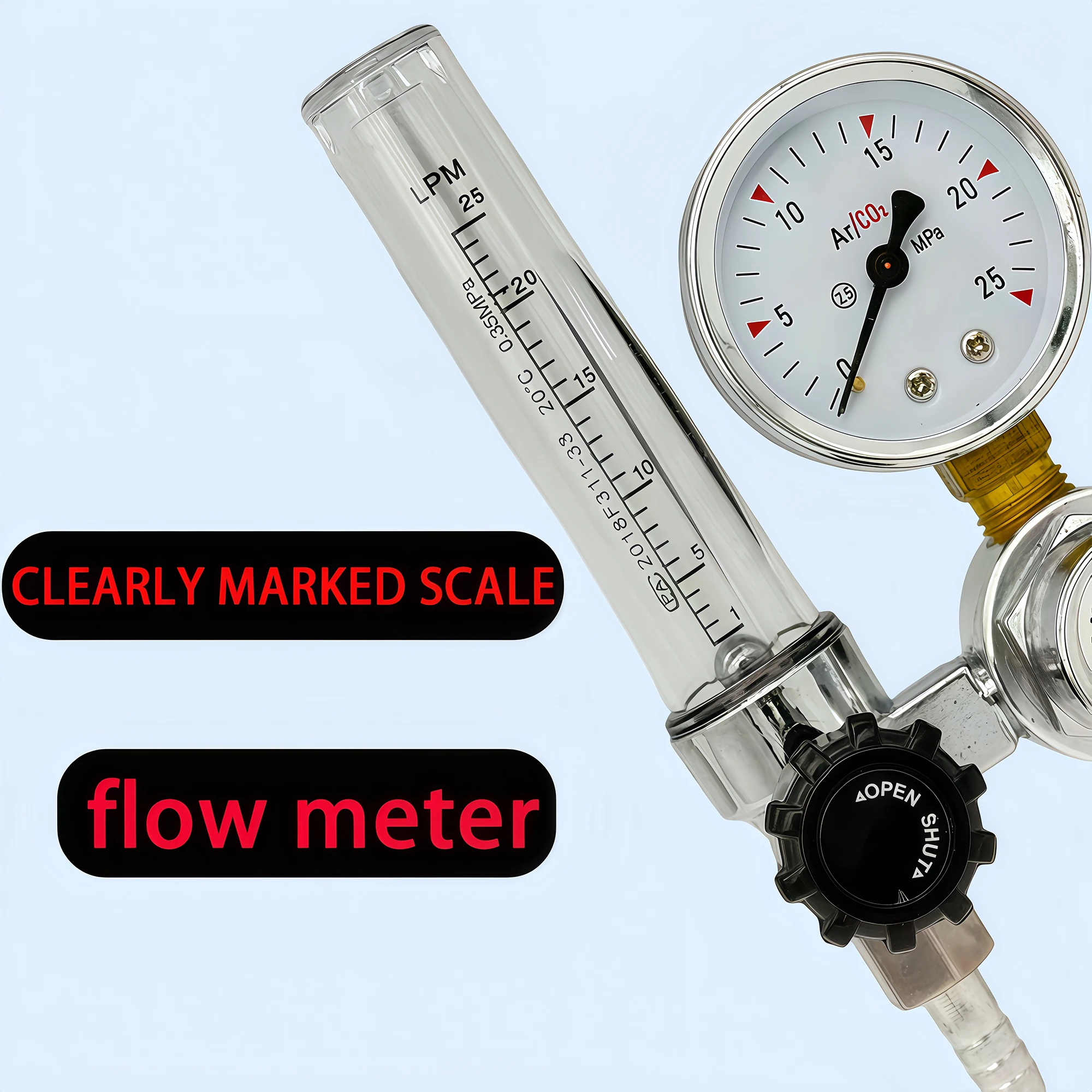 New 2022, CO2 Flow Meter Mig Tig 0-25 MPa, Standard Flow Meter, Welding Device, Argon Pressure Reducer