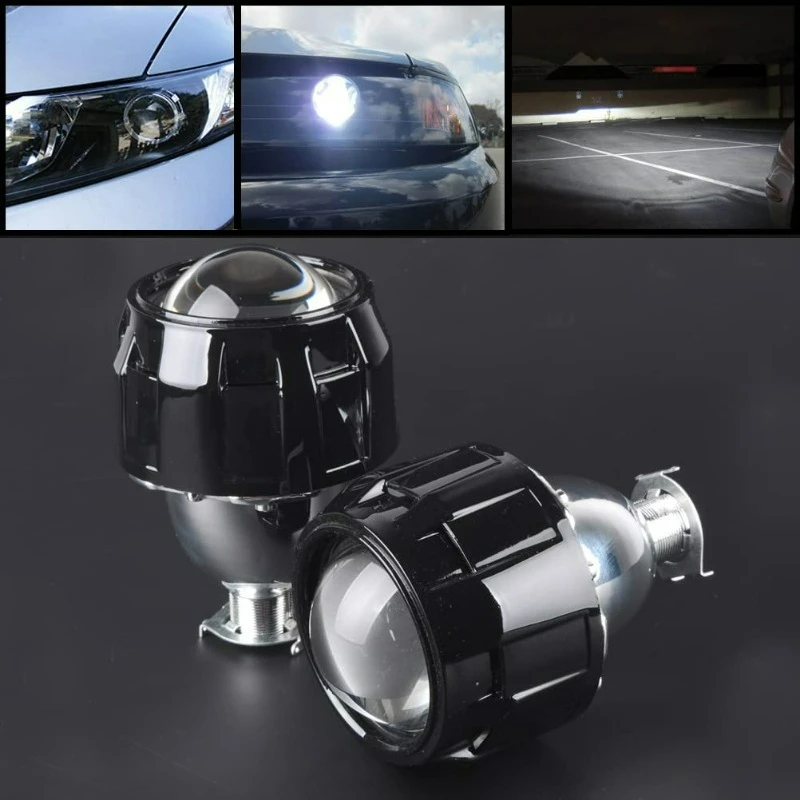 

﻿ 1 Pair 2.5 Inch Bi LED Headlight Lens - 55W 4800LM Hi-Lo Beam Strong Light Auto HID Headlamp Retrofit Accessory