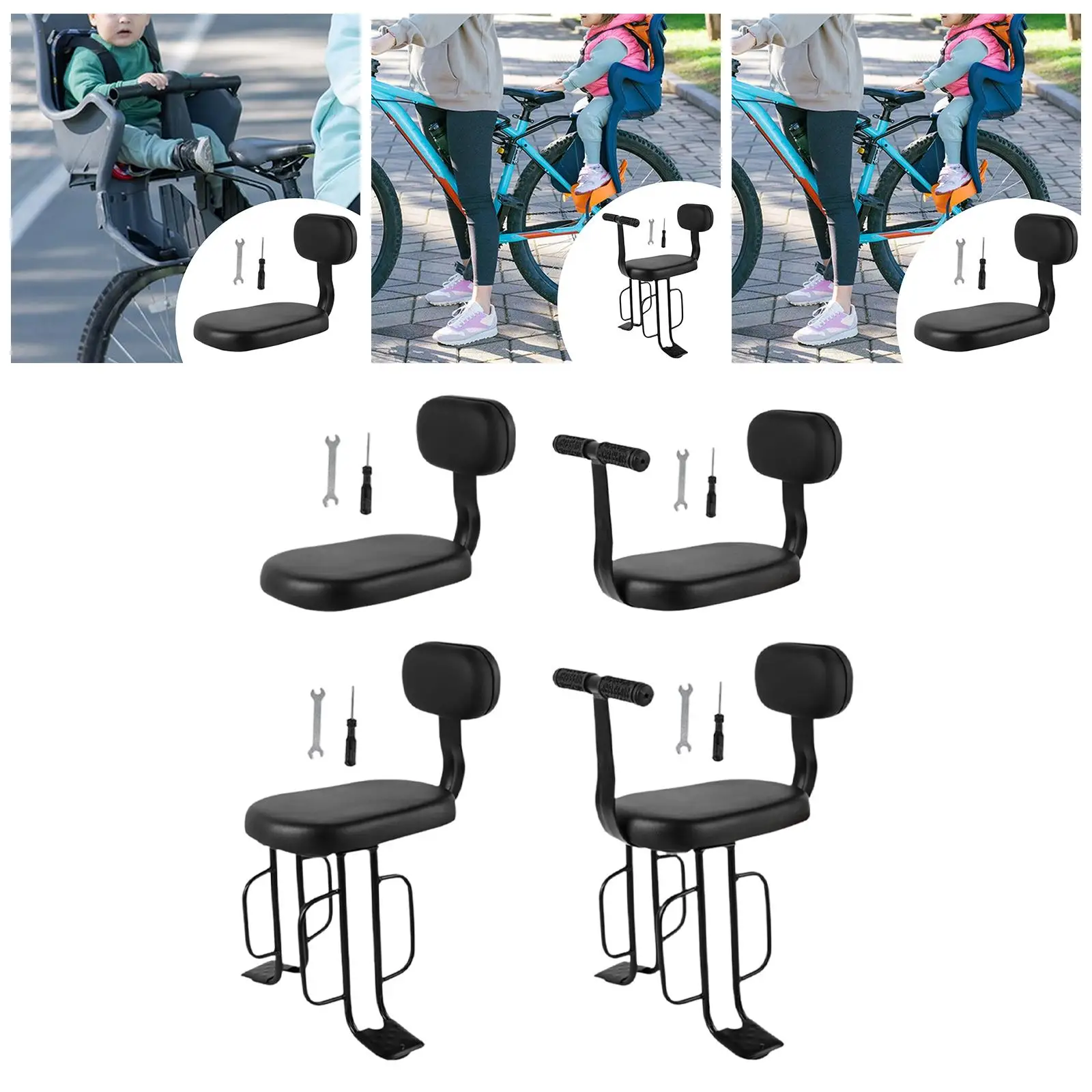 

Rear Mounted Kids Bike Seat for Folding Bikes with Rear Racks Thick Sponge Padding Accessories Multipurpose Practical PU Leather