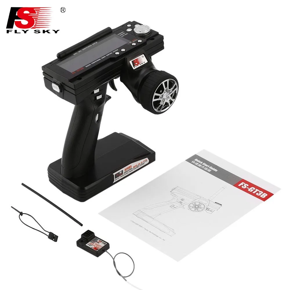 

FlySky GT3B FS-GT3B 2,4G 3-канальный передатчик RC System Gun Controller с приемником FS GR3E для радиоуправляемой лодки со светодиодным экраном