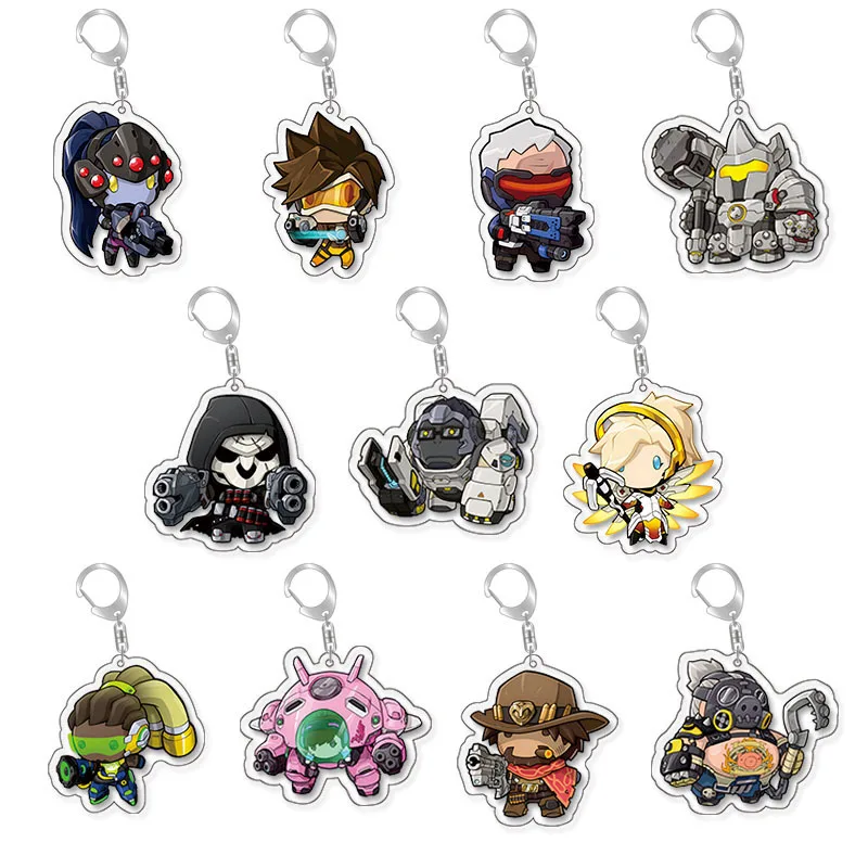 Llavero de acrílico Overwatch para mochila, colgante de D.VA, Genji, Pharah, Cole, Cassidy, Sombra, accesorios para juegos de disparos