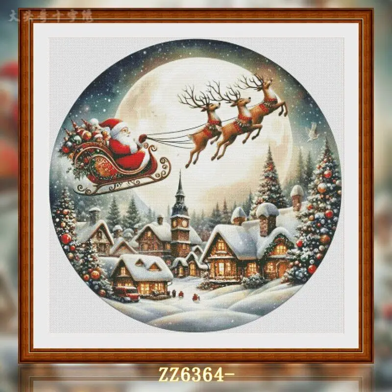 [zz6364-sueno-navideno-de-hielo-y-nieve]-kit-de-punto-de-cruz-estampado-diy-de-11ct-14ct-16ct-con-lienzo-impreso-y-hilos-de-algodon-para-bordar
