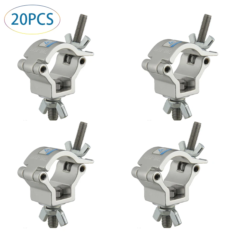 20PCS Aluminum  Lighting Truss DJ Light Clamps 2 Inch O Clamp  for OD 32-35mm Pipe for Moviing Head Stage Lighting Clamp Hook