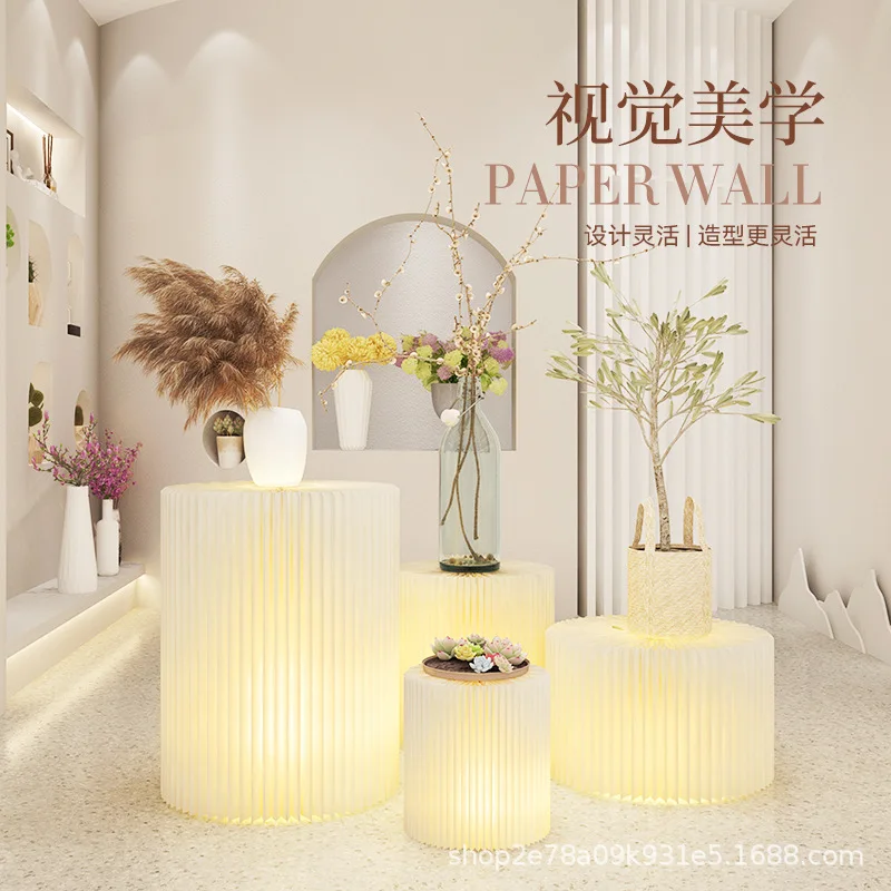 

Wedding Origami Dessert Table Paper Roman Column Folding Cylinder Road Guide Ornament Shopping Mall Window Layout