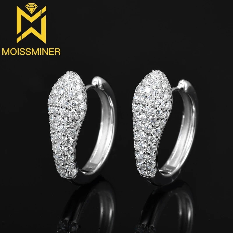 6mm S925 Silver Moissanite Diamond Snake Shape Earrings Iced Out For Men Women Hip Hop Jewelry Pass Diamonds Tester With GRA