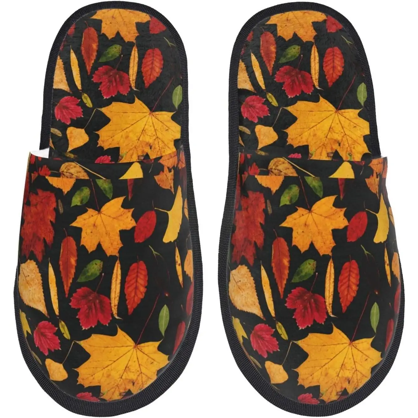 Autumn Maple Leaves Print Women'S Fuzzy Slip On Indoor Outdoor Winter House Slippers Guest Slippers for Bedroom Women Print