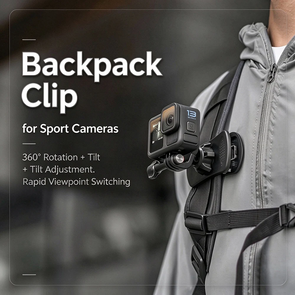 Backpack Strap Clip Mount Camera Holder for GoPro 13/12 Insta360 X5/X4 Ace Pro 2 DJI OSMO 360 Action 6 5pro Nano Vlog Accessorie