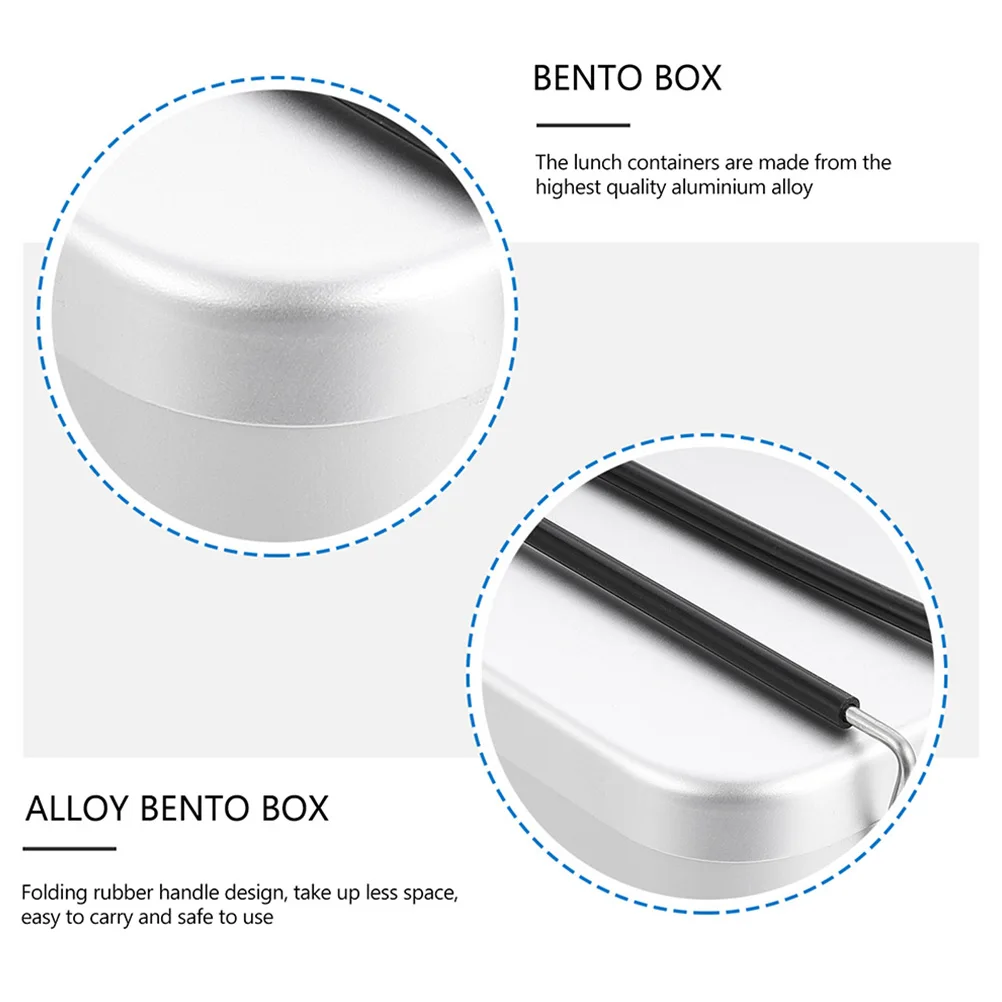 

3pcs Portable Set Aluminum Alloy Camping Lunch Box Outdoor Food Container Folding Handle Anti-Scald Cover Lightweight