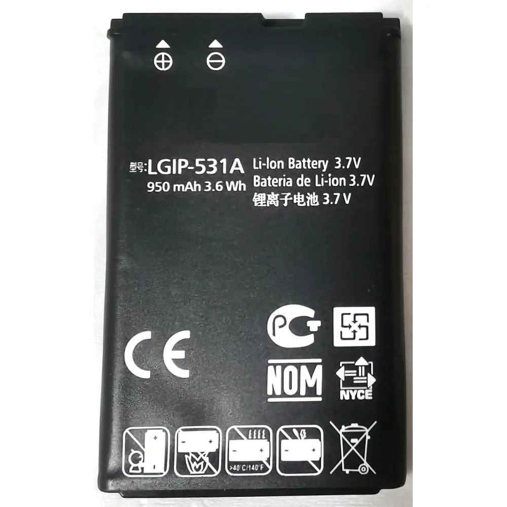 Batería de LGIP-531A de alta calidad, 3,7 V, 950mAh, para teléfono móvil LG 320G, VN170, GB100, GB101, GB106, GB110, GB125, GM205, GS101, KG280, 5,0